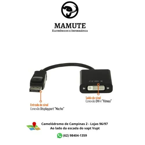 Adaptador Conversor Displayport DVi Pc Monitor