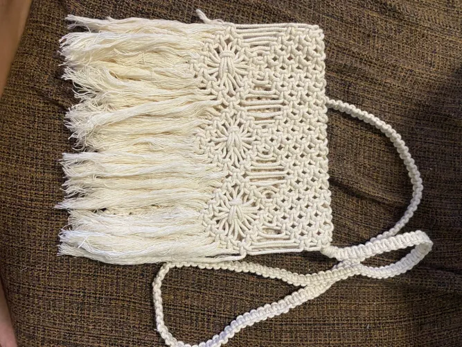 bolsa média Macramê 100% algodão cru artesanal
