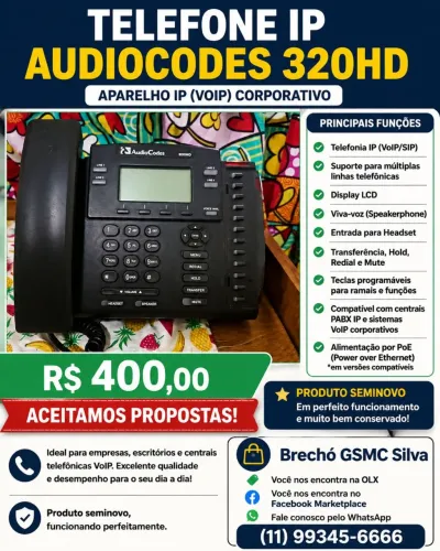 Telefone IP AudioCodes 320HD - Seminovo