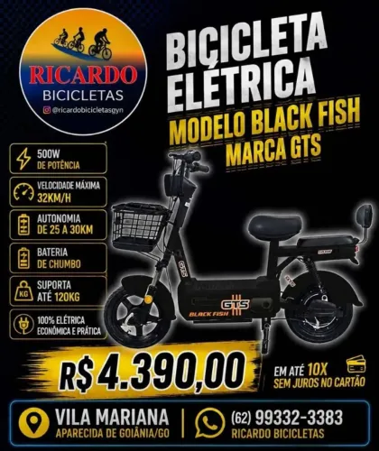 Bicicleta Elétrica GTS Black Fish 500w
