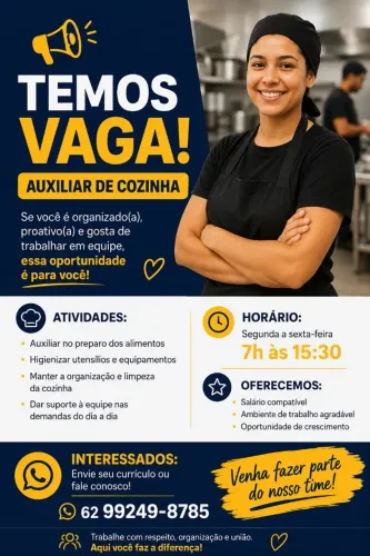 Vaga auxiliar de cozinha