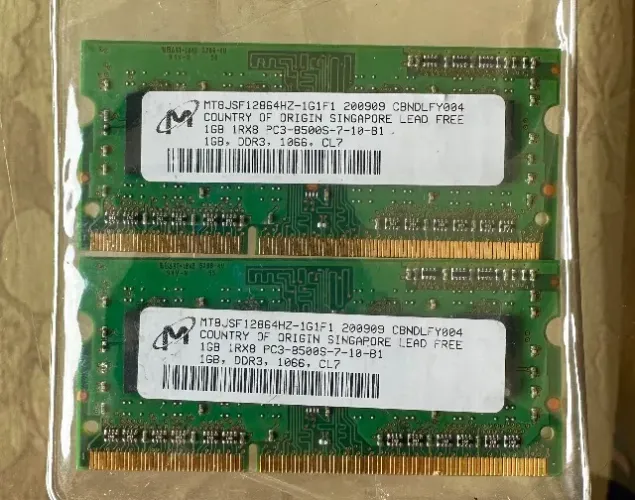 2gb Memória para notebook ddr3 (2x1gb) 1066