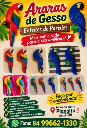 Araras de gesso enfeites de parede artesanato