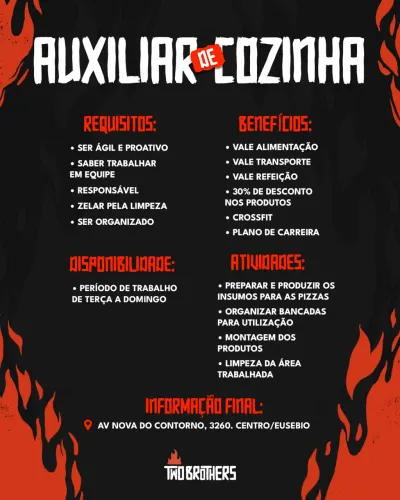 Vaga Auxiliar Cozinha Pizzaria