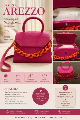 Bolsa Satchel Rosa e Laranja Iara Média Arezzo