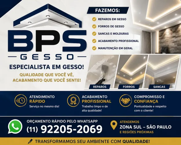 Gesso | Forro, Sanca e Reparos | Orçamento Rápido