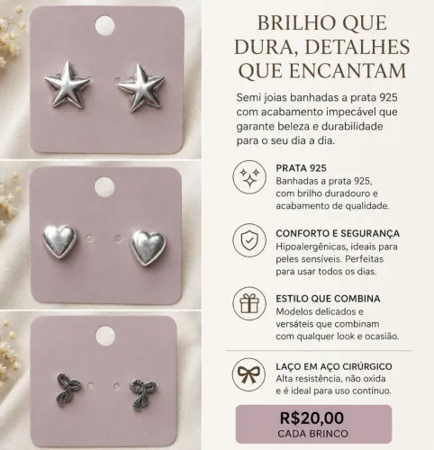 Brincos Banhados a prata 925