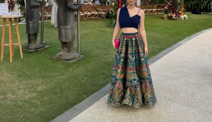 Autêntico lehenga indiano P cintura ajustável