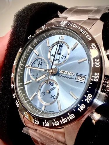 Relógio Seiko Japonês Cronógrafo Ice Blue 40mm - Novo + brinde /