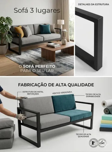Sofá estrutura de metal sob encomenda 