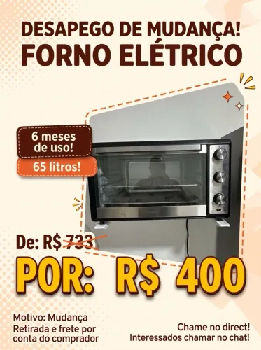 Forno elétrico 65litros 6 meses de uso 