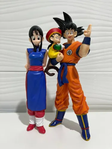 Action Figure Dragon Ball - Combo Goku Com Gohan e Chichi