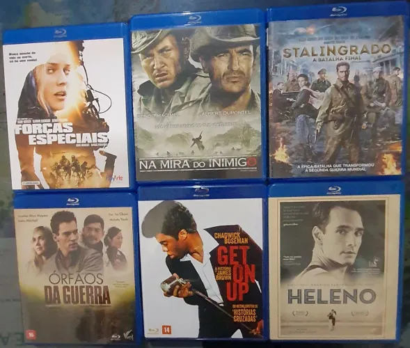 Kit de 6 filmes em blurays originais temas guerras e biografias: Forças especiais, Heleno