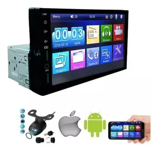 Multimídia 1Din Touch 7 Polegadas + Entrega Grátis 