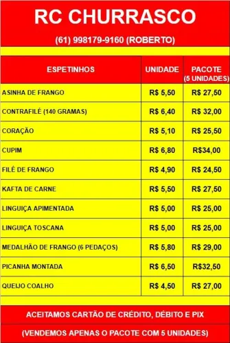 Espetinho cru a pronta entrega 