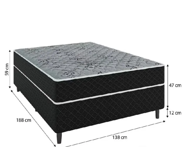 Cama Box de Casal Completa (Colchão + Base) - Muito Conservada
