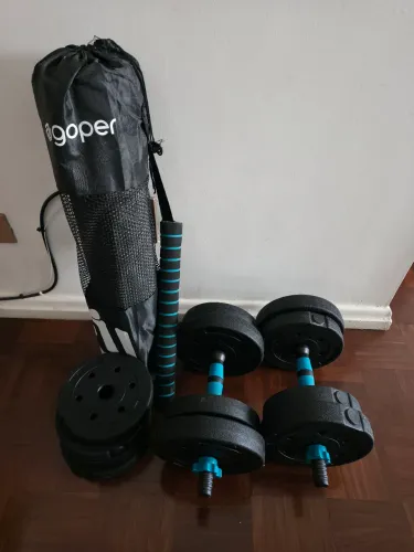 Kit Goper Halter Ajustável Até 20Kg + Barra Extensora para Treino de Musculação