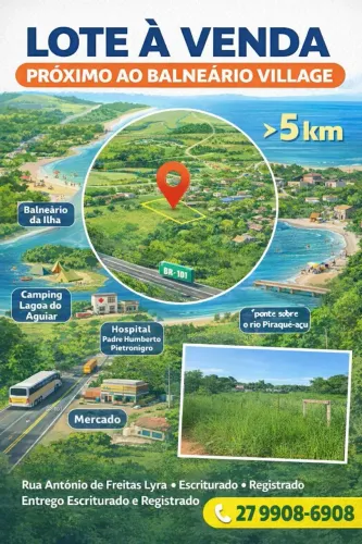 Lotes Escriturados à Venda - Balneário Village, Guarapari, R$ 20 mil de entrada, troco