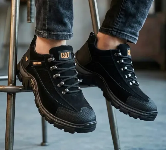 Bota Estilo Tênis Caterpillar Adventure Masculino Couro Nobuck Trilha Cano Baixo Clássico 