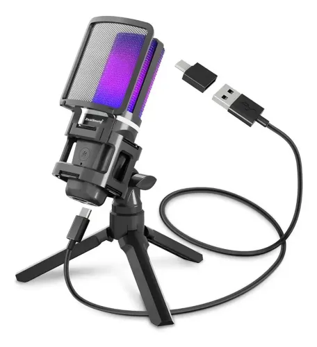 Microfone Condensador USB Para Jogos Zealsound A68