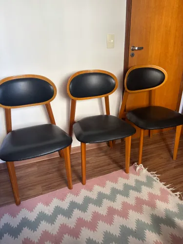 Cadeira de jantar em estilo Mid-Century Modern - 03 unidades