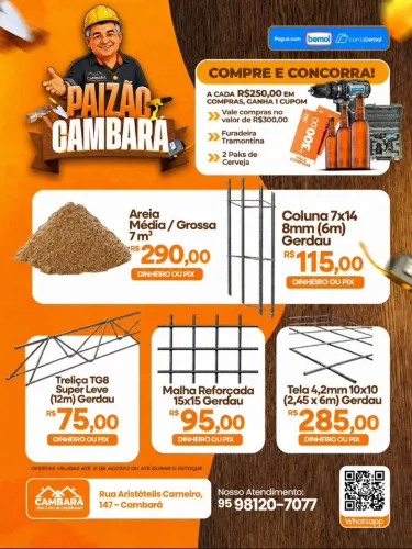 Grandes ofertas nos dias dos pais da cambará