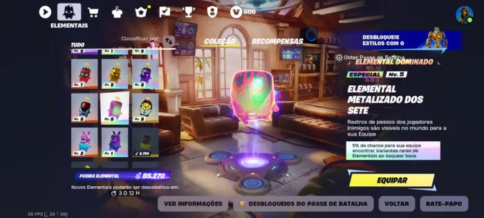 Elemental dos sete metalizado