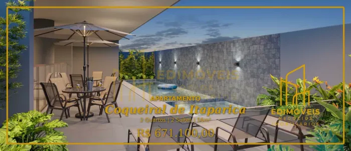 Lazer completo e 2 suítes: seu novo apartamento em Coqueiral de Itaparica espera por você!