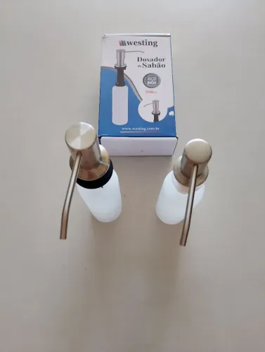Dispenser Detergente Sabonete Líquido 500ml Embutir Inox Cor Prateado