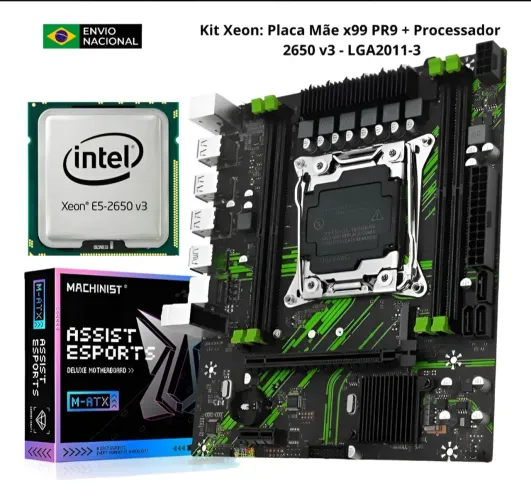 Kit Xeon Placa Mãe X99 Pr9 + Processador Xeon E5 2650v3 Preto