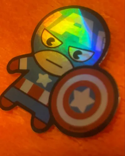 Adesivo Raro Capitão América - Holográfico Prismático - Marvel Vintage (Anos 2000)