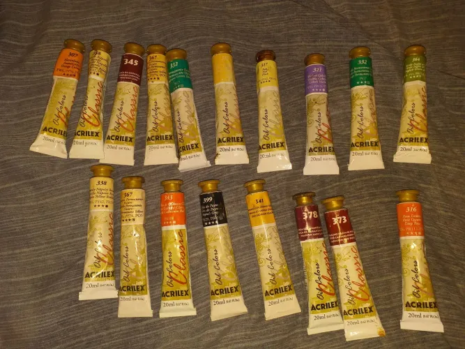 Conjunto de tintas óleo Acrilex Classic 20g 18 unidades, diversas cores