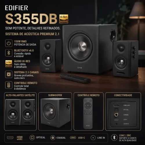  Edifier S355DB 2.1 com Subwoofer