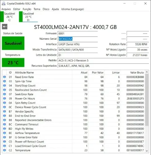 HD Externo Portátil de Bolso Seagate 4TB USB 3.0 - Saudável