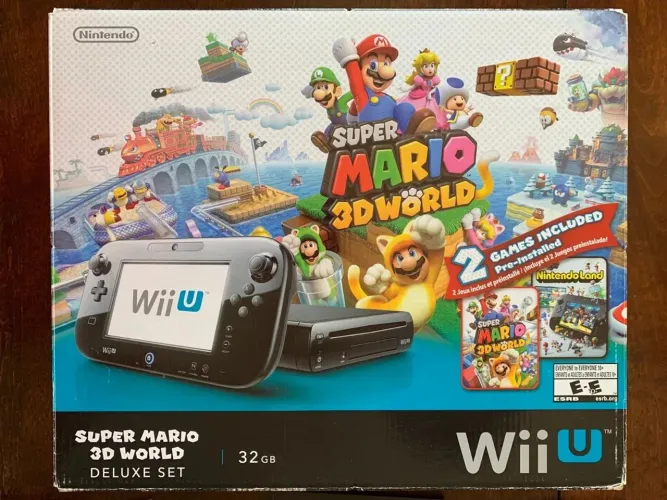 Conservado - Nintendo Wii U Deluxe Mario World 3D + 2 Jogos