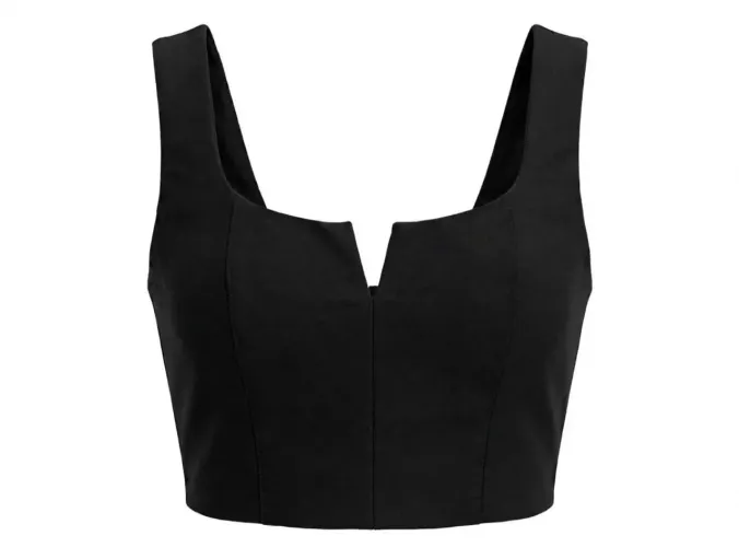 Blusa preta com decote V- Tam P