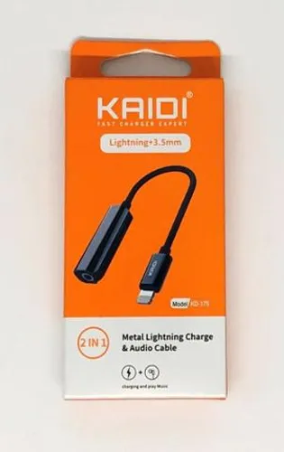 Adaptador de Áudio e Carregamento Lightning Splitter Fone Iphone Kaidi Novo na Caixa