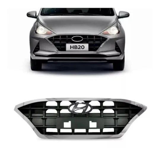 Grade de Radiador Hyundai HB20 Vision Sedan 2020 à 2022 - Acabamento Cromado