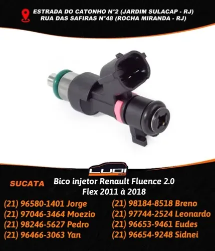 Bico injetor Renault Fluence 2.0 Flex 2011 à 2018
