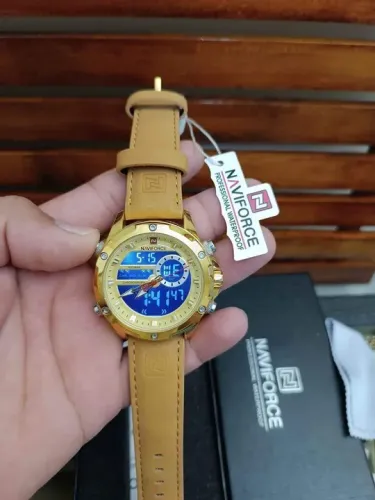 Relógio Naviforce Luxo /militar/couro-Aço /100% Funcional/Fundo LED/original/Prova Dágua 