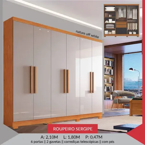 Guarda Roupa Sergipe em MDF 
