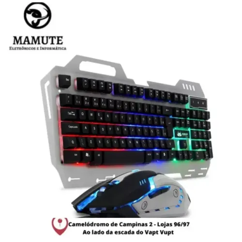 Kit Teclado E Mouse Gamer Knup Kp-2054 Português Cor Preto Cor Do Teclado Cinza Cor Do Mou