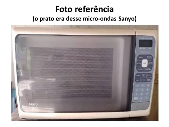 Prato + roldana para micro-ondas Sanyo antigo (ano 99) - 34 cm de diâmetro - em perfeito e