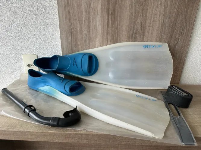 Kit Nadadeiras natação mergulho Speedo snorkel cinto lastro 1,20m Campinas-sp 