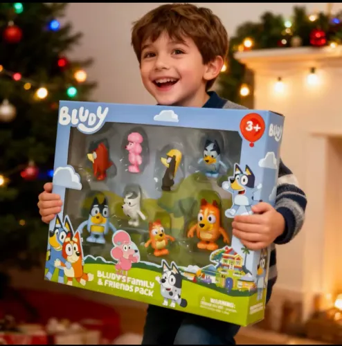 Coleção Action figures desenho da bluey com família e amigos