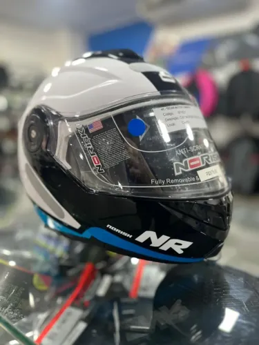 Capacete Norisk Route FF345 Branco com Azul