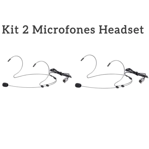 Kit 2 Microfones Headset Profissional Para bodypack com Conector TA3F 3 Pinos 