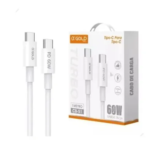 Cabo Carregador Celular Tipo C Rapido 60w 1M Usb -C Para Carregamento Rápido