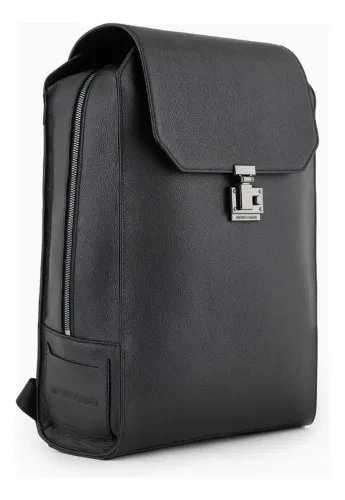 Mochila De Couro Emporio Armani Original Preto