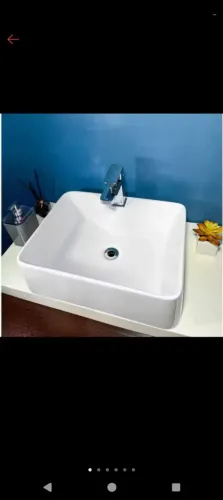 Cuba para banheiro de apoio 48x36, Prisma em mármore Sintético Retangular.